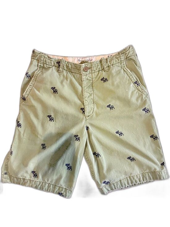 Abercrombie & Fitch Other - VINTAGE Y2K Abercrombie & Fitch Mens 36 Olive Green Moose Logo Distressed Shorts